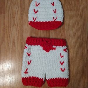 Newborn knit baseball outfit- hat and pants